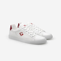 Sneakers baskets basses végan et écologique blanc rouge - Winton Cog