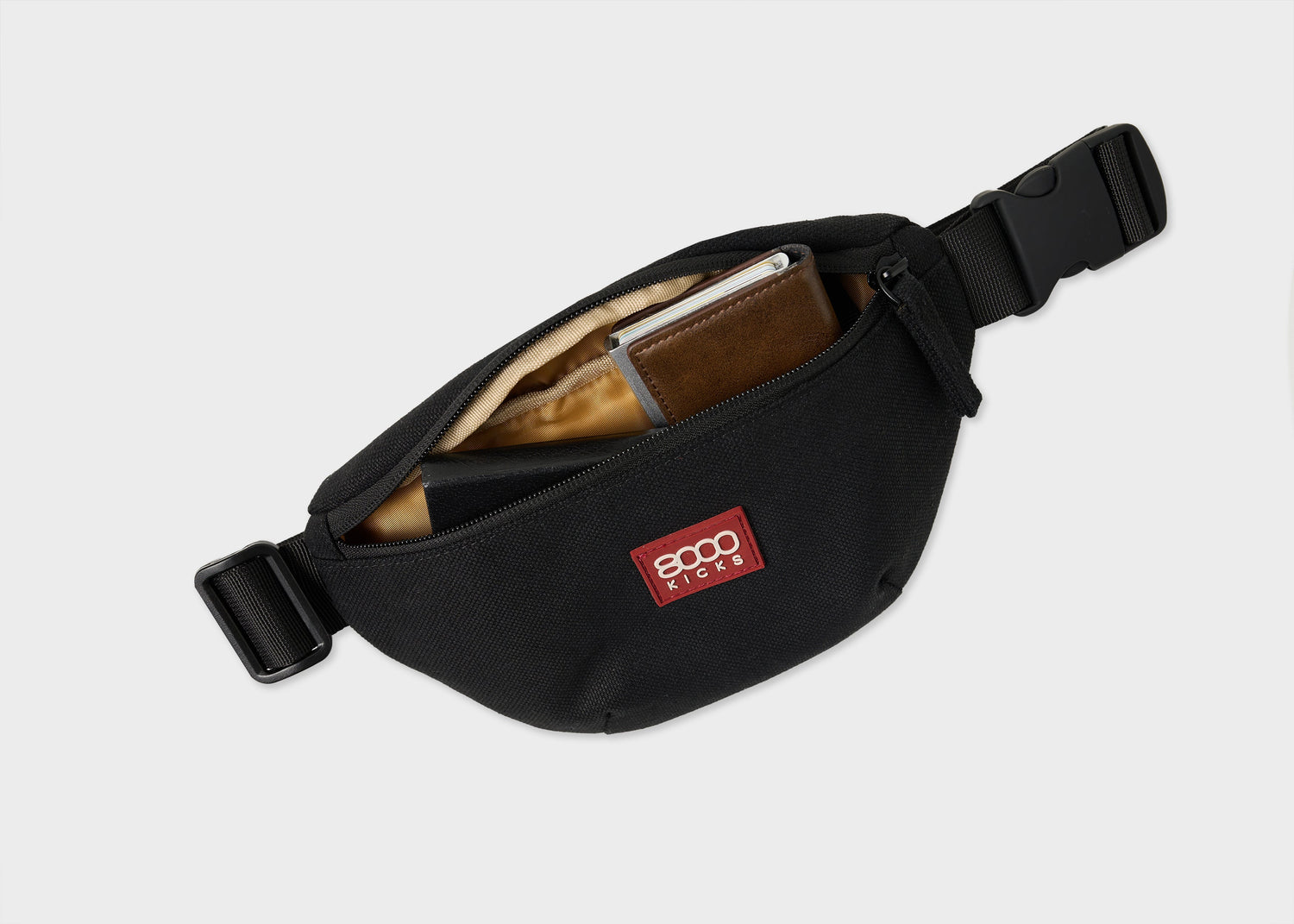 Nachhaltige Bauchtasche / Crossbody Tasche aus Hanf in Beige & Schwarz