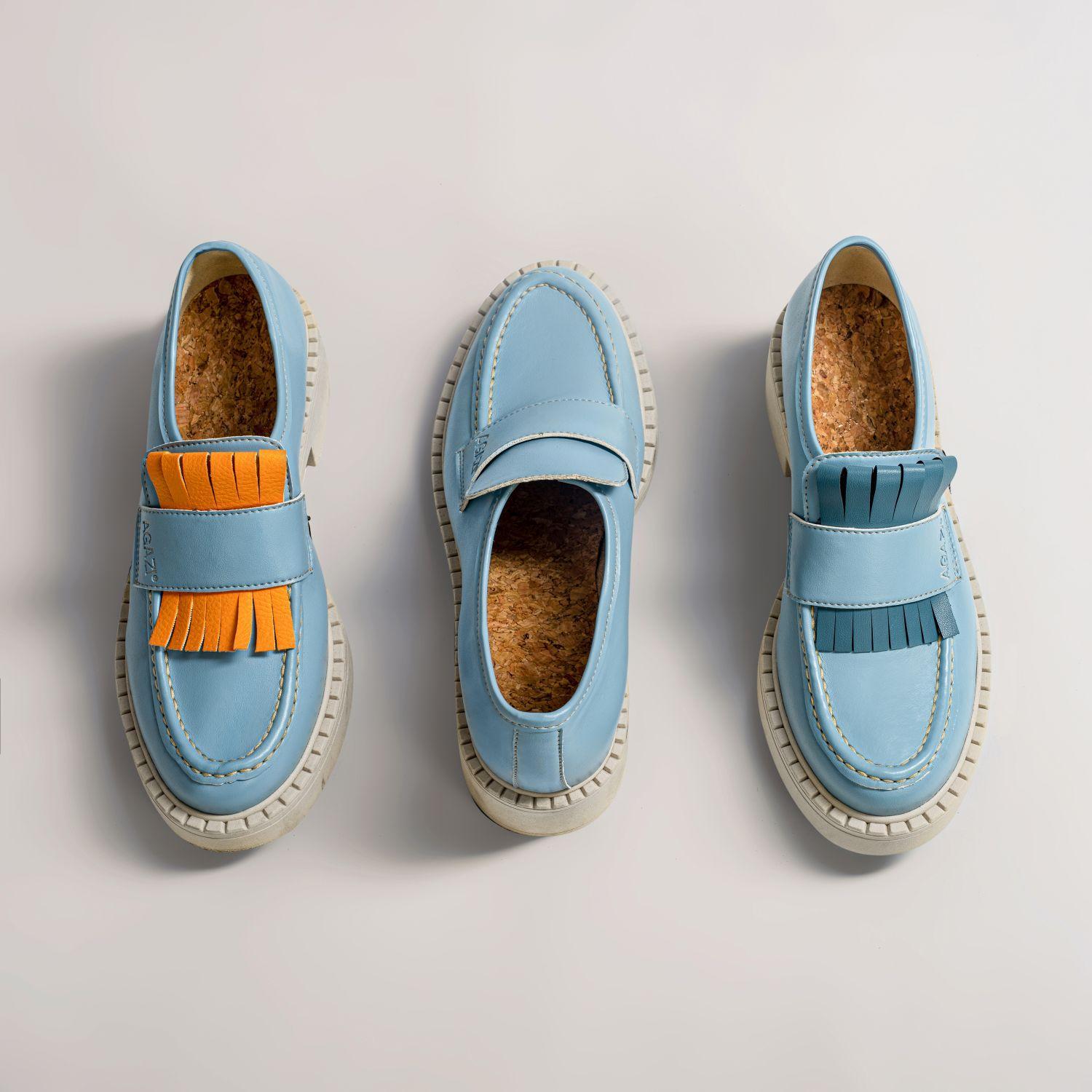 DIANE Vegan 3 in 1 Apple-Leather Loafers in Sky Blue