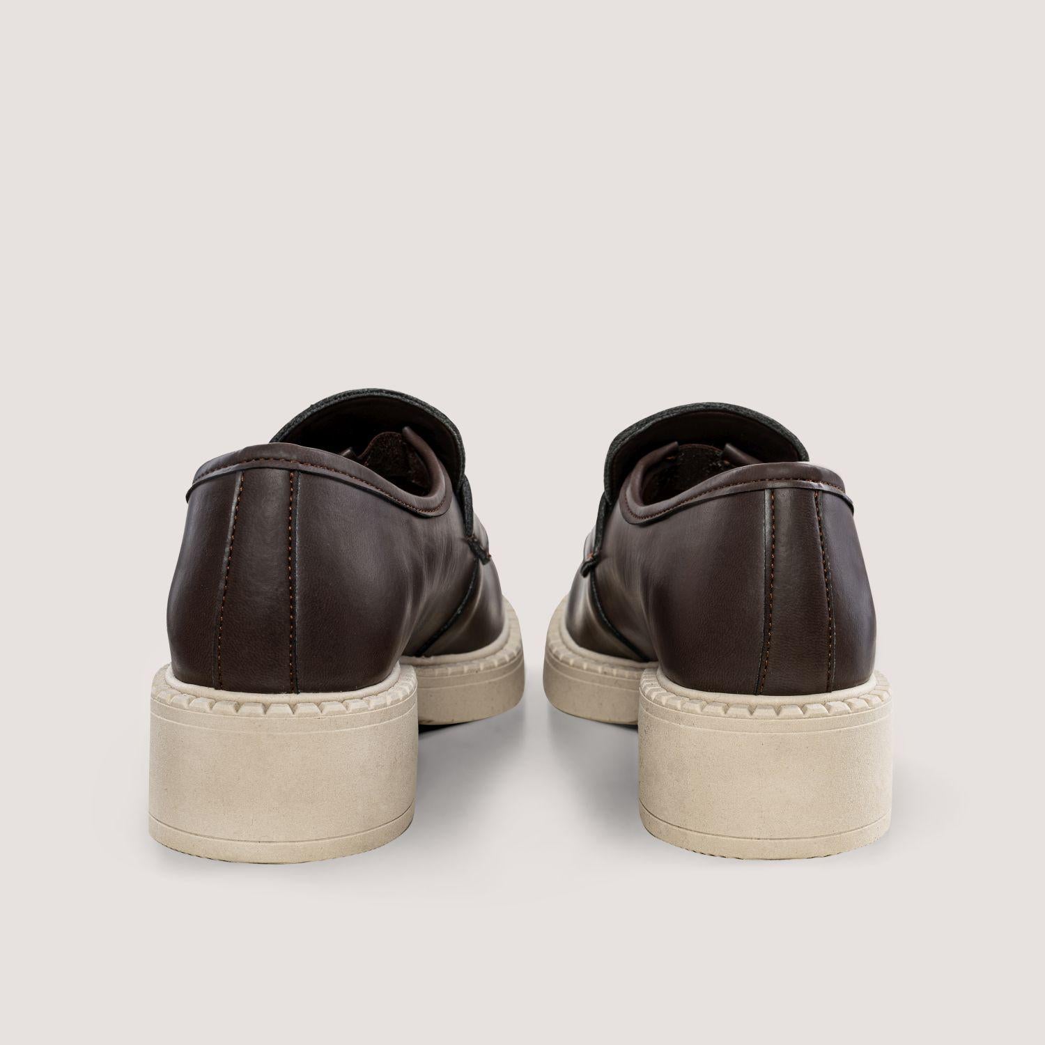 DIANE 3 in 1 Braune Vegane Loafer aus Apfelleder mit heller Sohle