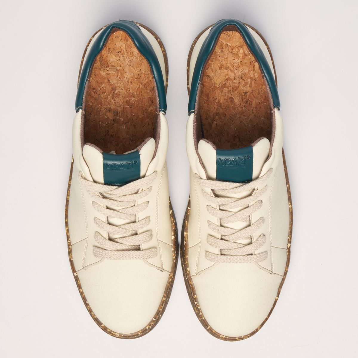 JACOB Vegane Sneakers in Beige & Grün aus Apfel- & Maisleder