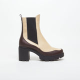 VICKY Beige & Braune Vegane Stiefel mit Absatz