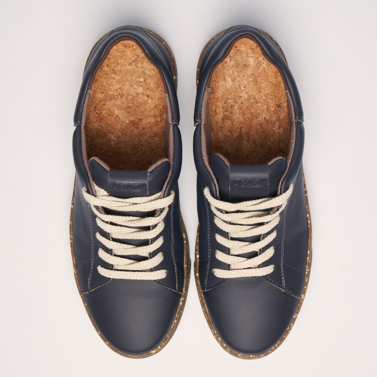 JACOB Navy Blue Vegan Sneakers in Corn Leather