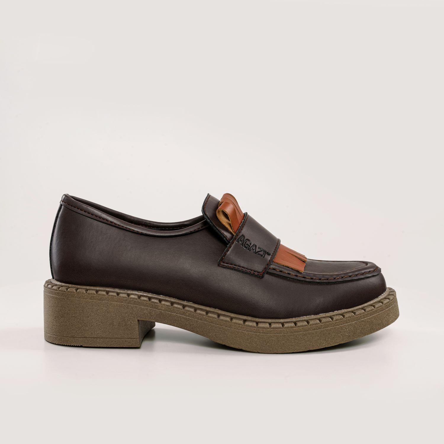 DIANE Vegan 3 in 1 Apple-Leather Loafers in Brown with Dark Sole