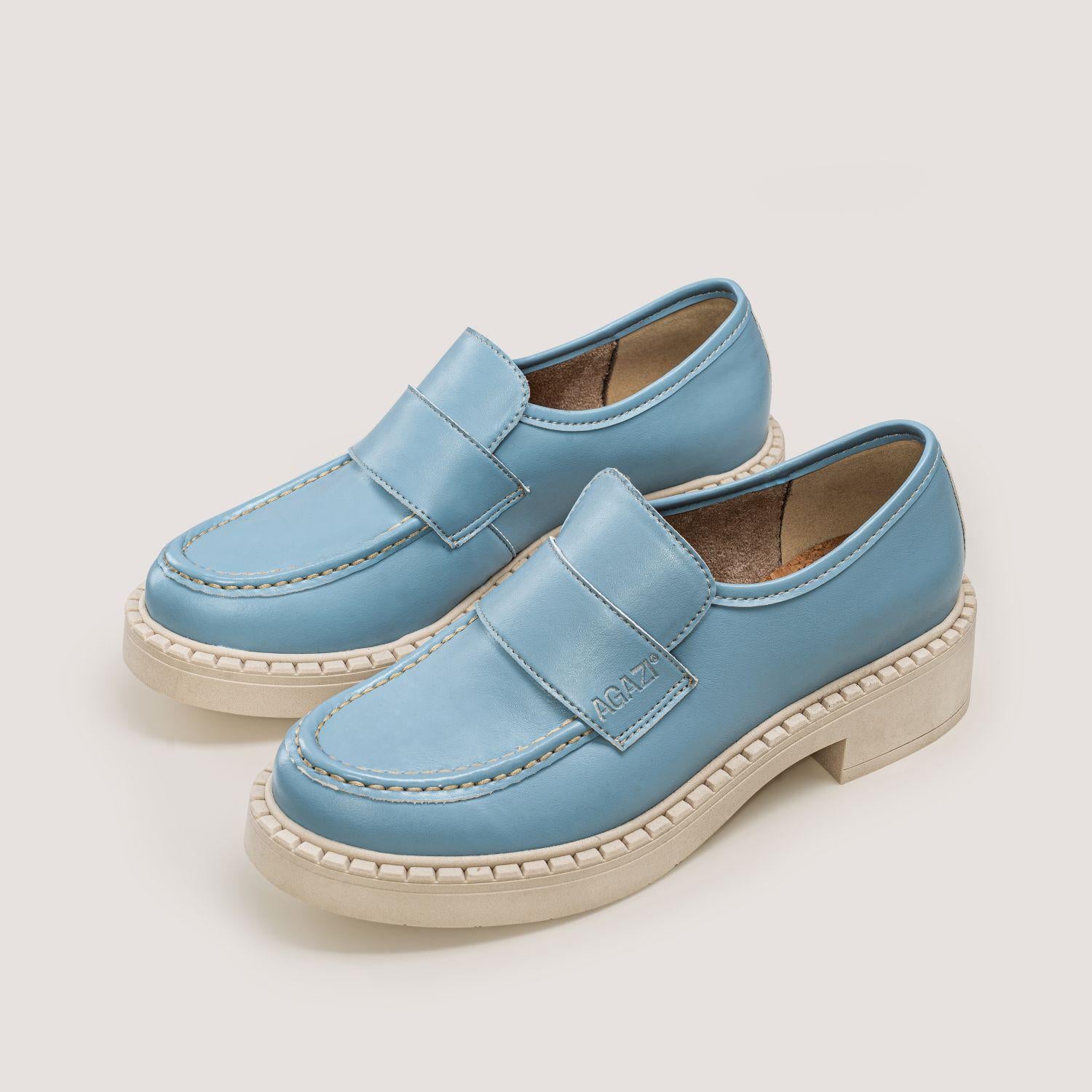 DIANE 3 in 1 Himmelbaue Vegane Loafer aus Apfelleder