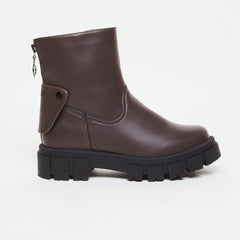 KAMA - 2 in 1 brown apple skin boots – rear view