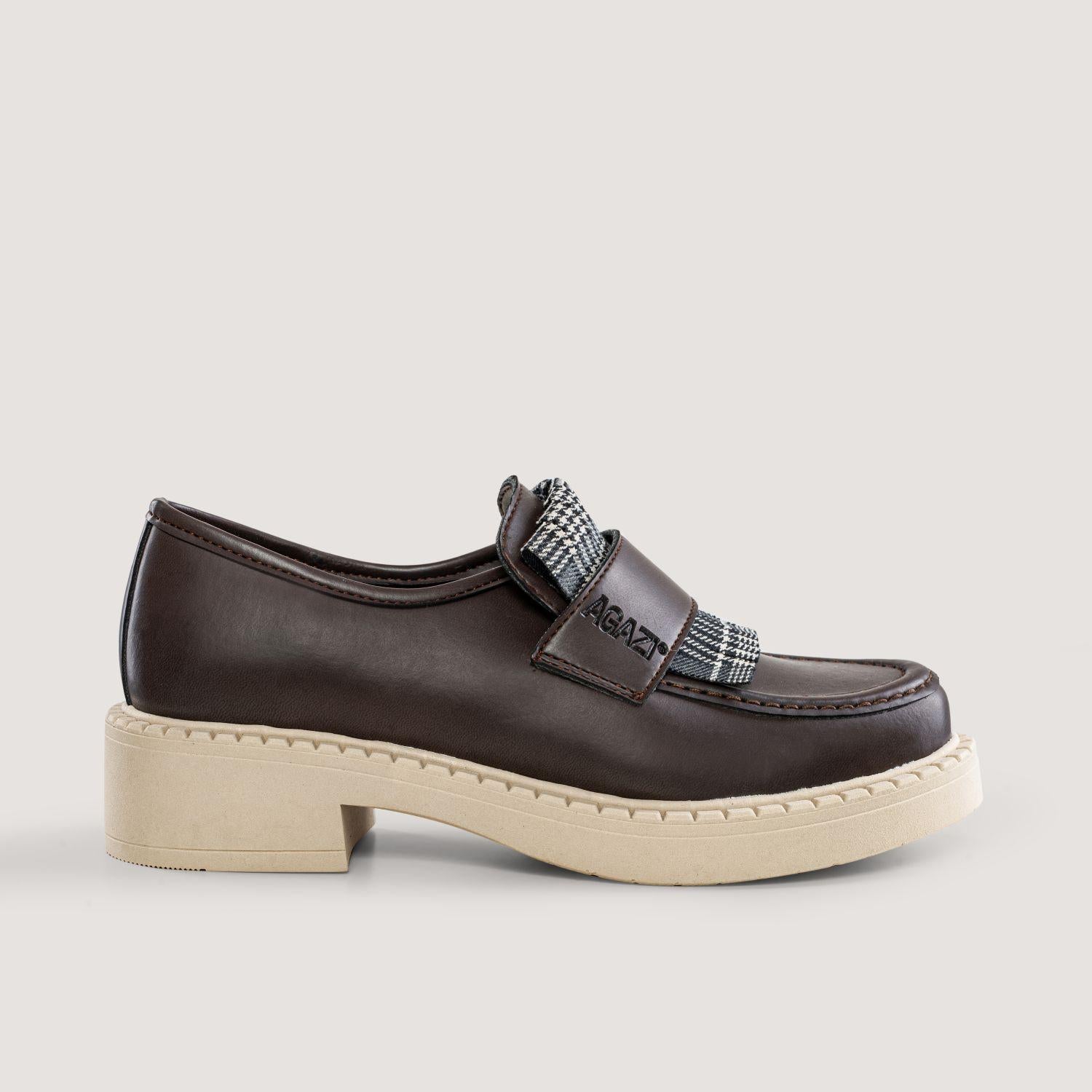 DIANE 3 in 1 Braune Vegane Loafer aus Apfelleder mit heller Sohle
