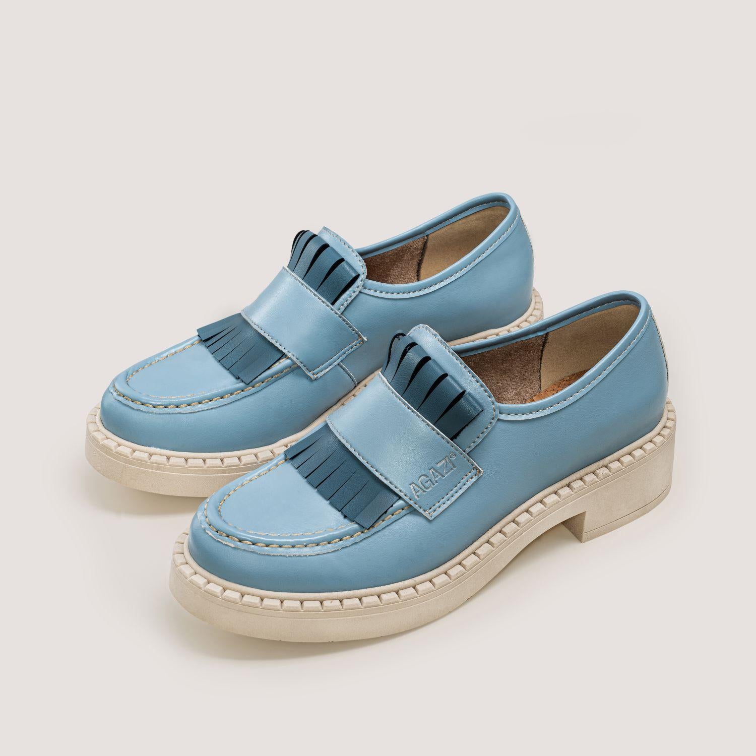DIANE 3 in 1 Himmelbaue Vegane Loafer aus Apfelleder