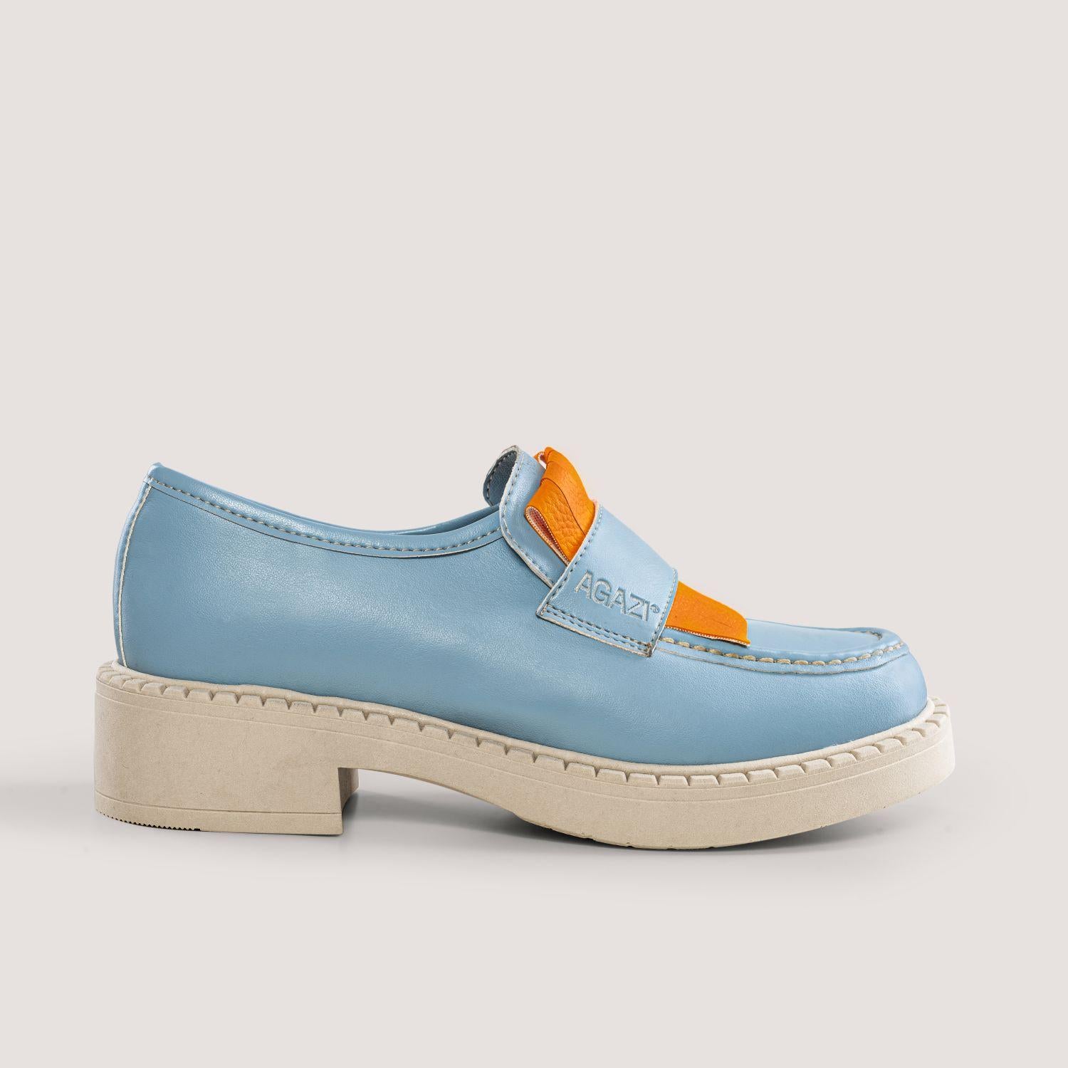 DIANE 3 in 1 Himmelbaue Vegane Loafer aus Apfelleder