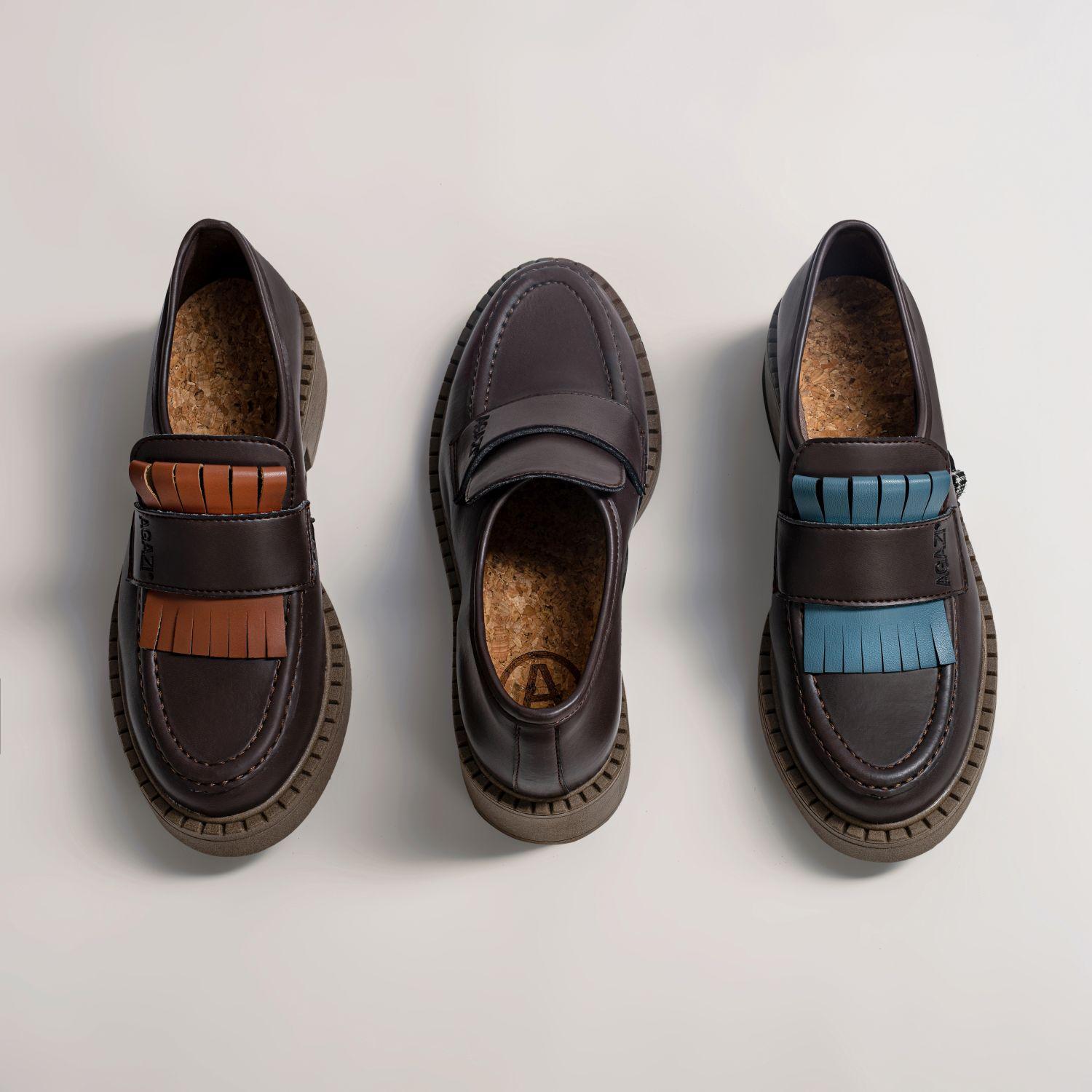 DIANE Vegan 3 in 1 Apple-Leather Loafers in Brown with Dark Sole