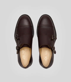 Vegan Monk Strap - Man in brown leather with a sophisticated monk strap design.